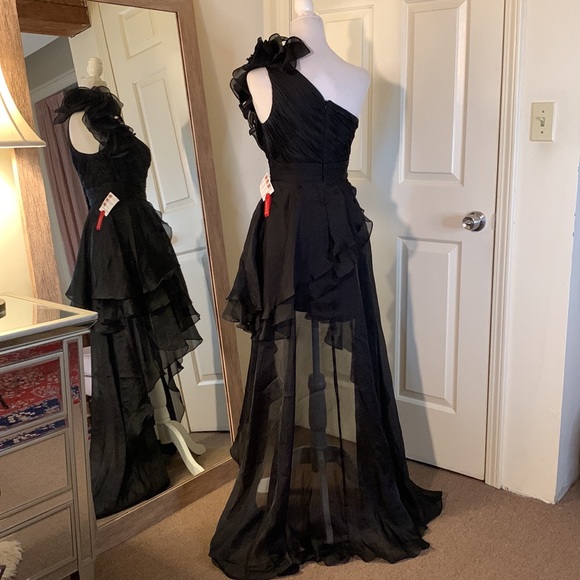 Mac Duggal One Shoulder Ruffle Hi Lo Gown A49527 - Picture 10 of 13